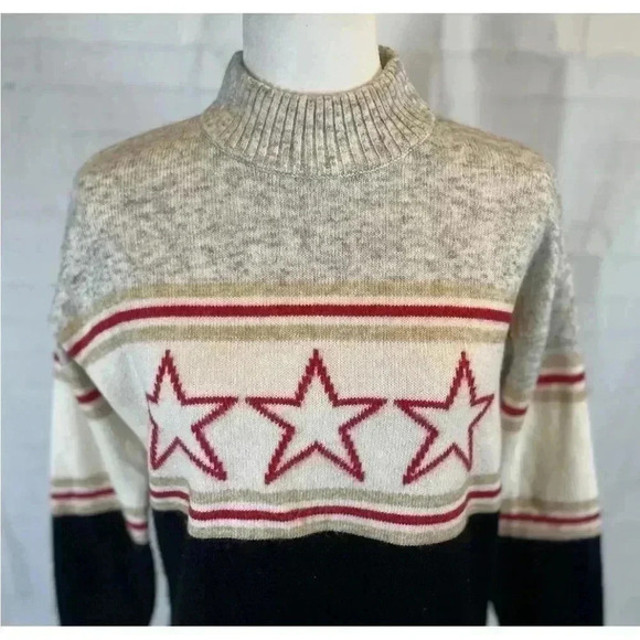 NEW Lou & Grey Star Stripe Mock Neck Sweater Woman’s Size XS Loft Ann Taylor - Picture 7 of 13